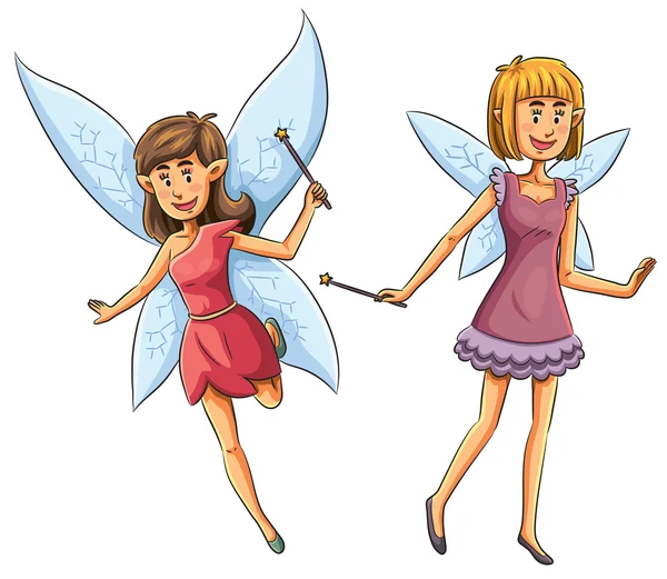 Cartoon two Fairies — Stock Vector