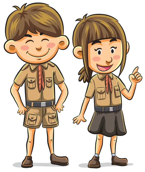 Caricature deux scouts — Image vectorielle