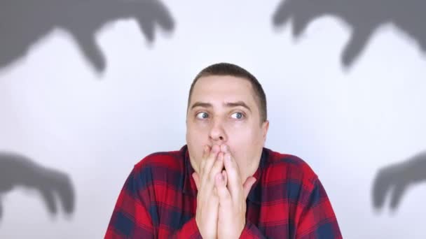 Uomo Sta Avendo Attacco Panico Concetto Fobia Paure Paranoia Persecuzione — Video Stock