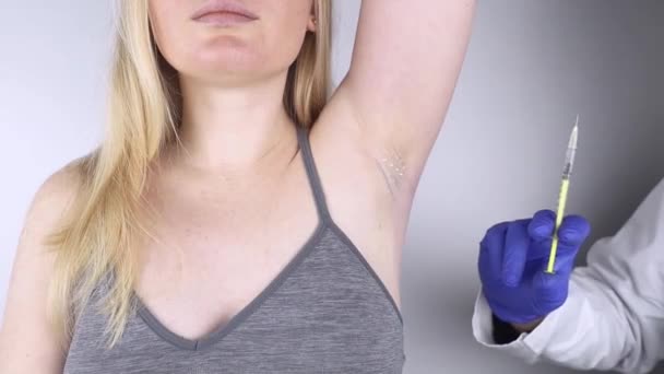 Armpit Injektion Botulinum Toxin Krämmärkning För Injektionsställen Smärtlindring Före Ingreppet — Stockvideo