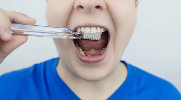 Instructions How Brush Your Teeth Step Step Scheme Clean Healthy — Stock Photo, Image