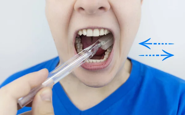 Instructions How Brush Your Teeth Step Step Scheme Clean Healthy — 스톡 사진