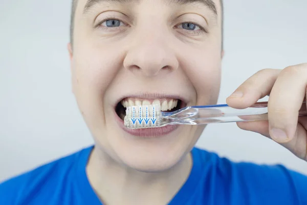 Instrucciones Sobre Cómo Cepillarse Los Dientes Esquema Paso Paso Limpiar — Foto de Stock