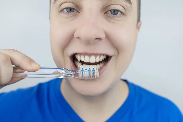 Instructions How Brush Your Teeth Step Step Scheme Clean Healthy — Stockfoto