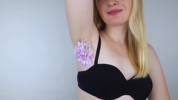 Armpit Flowers Unpleasant Smell Sweat Glands Pleasant Aromas Body Procedures — Stock Video