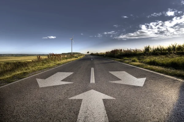 Country Asphalt road in strong flare — Stock Photo, Image