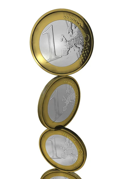 Balancing euro coins isolated — Stock Photo, Image