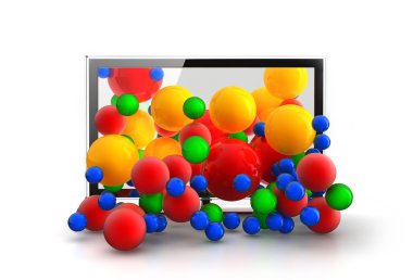 renkli küreler düşme 3D tv
