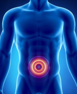 Pain in abdominal organs concept clipart