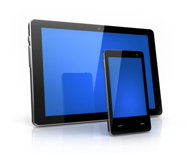telefon ile izole - mavi perde kendi tasarım ve modern dijital pad