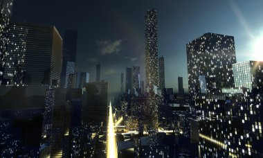 modern şehir gece