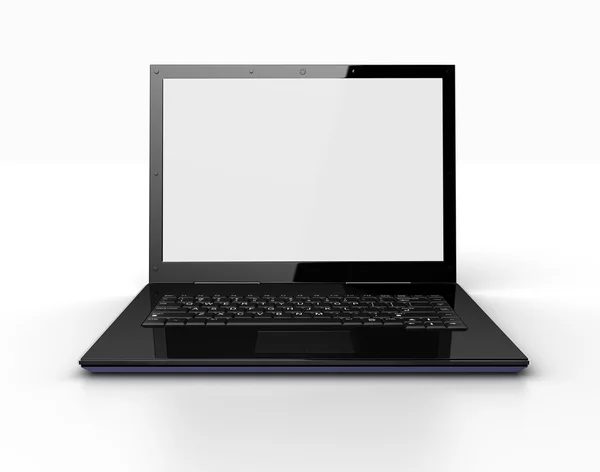 Laptop mit weißem Blanko-Display — Stockfoto