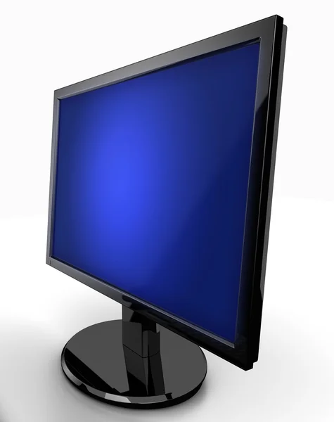 Vista de perspectiva de monitor LED em branco — Fotografia de Stock