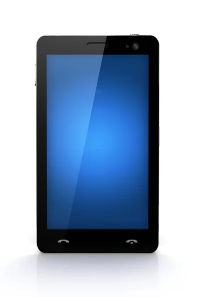 Telefon komórkowy niebieski ekran na białym tle - projekt własny — Zdjęcie stockowe