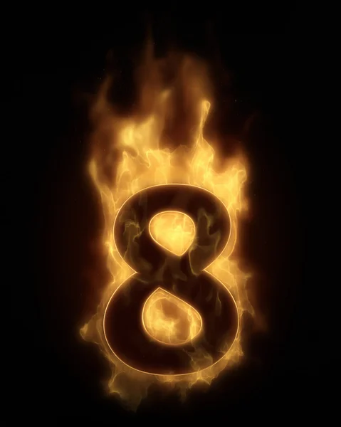 Burning number EIGHT in hot fire — Stock Photo, Image
