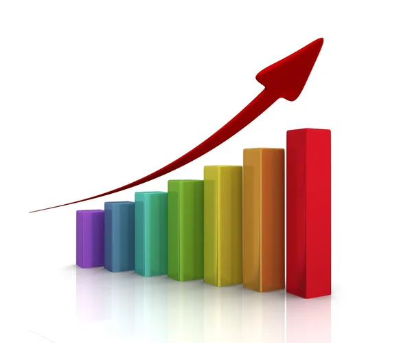 Gráfico de sucesso com seta vermelha — Fotografia de Stock