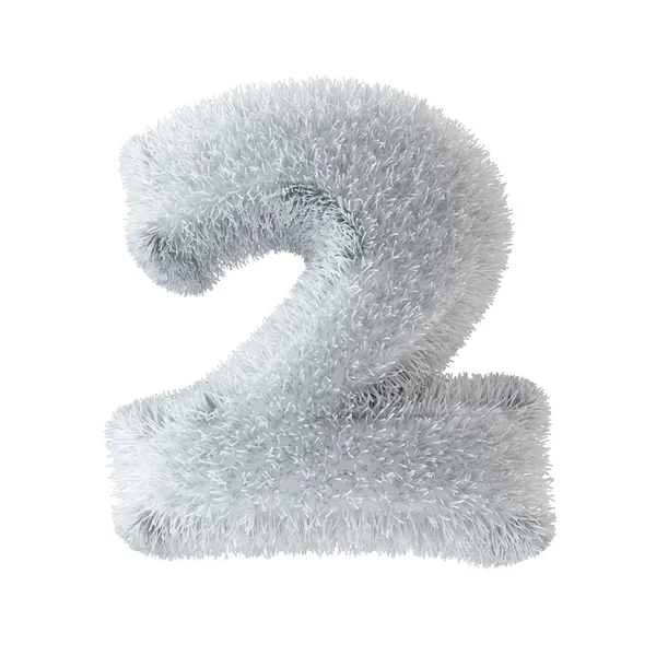 Number two sewn from santa fur with clipping path — Stock Photo, Image