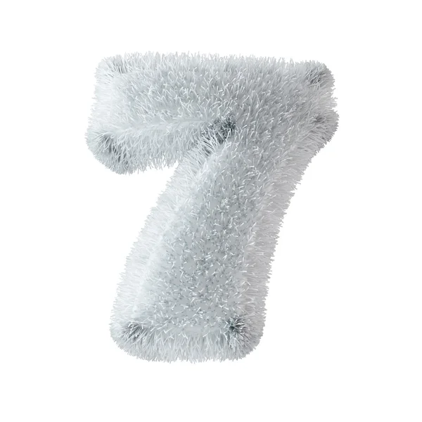 Number seven sewn from santa fur with clipping path — Stock Photo, Image