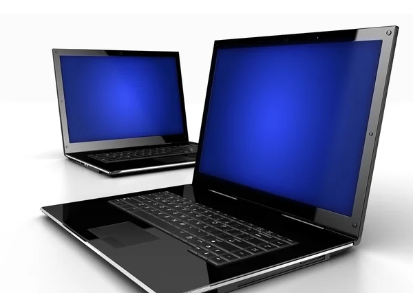Laptops with blue screens — Stock Photo, Image