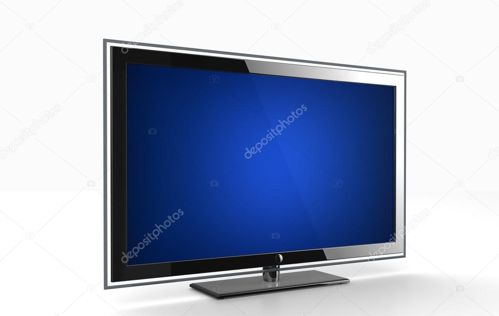 Flat TV - view from angle isolated on white