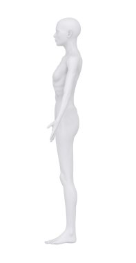 Anatomik pozisyon yanal görünümünde anoreksik kadın