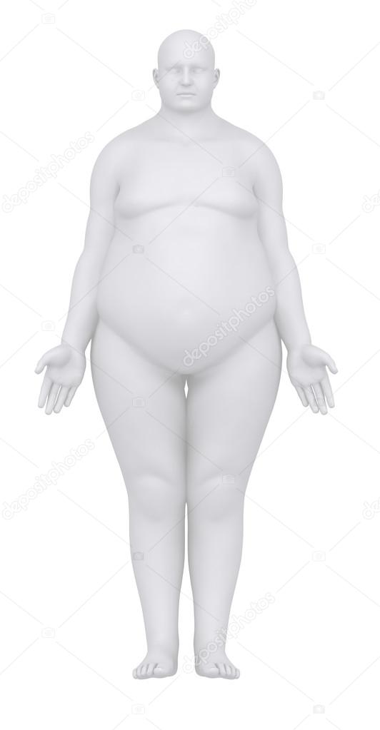 Obese man in anatomical position anterior view