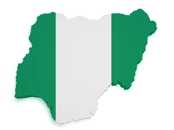 尼日利亚地图 3d 形状 — 图库照片