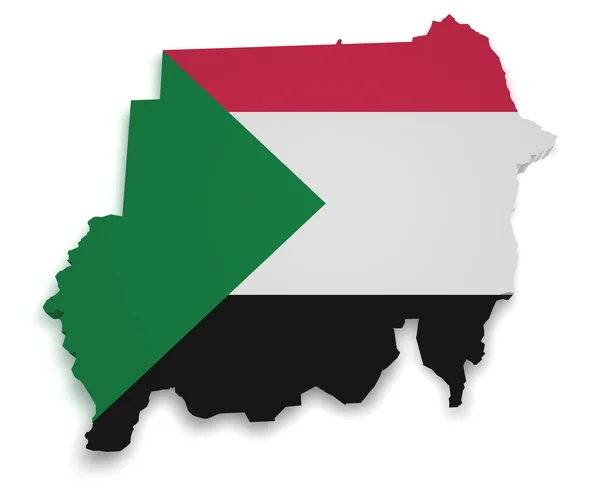 Sudan mapę kształt 3d — Zdjęcie stockowe