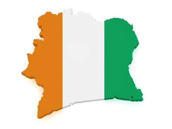 Côte d'Ivoire Carte Forme 3d — Photo