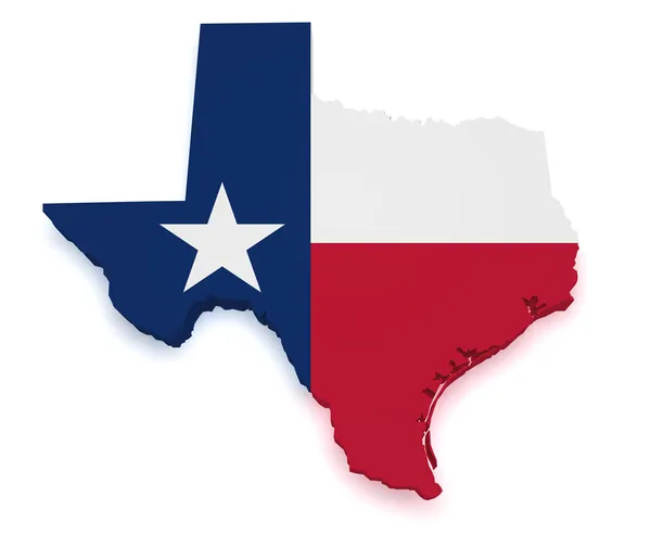 Texas mapę kształt 3d — Zdjęcie stockowe