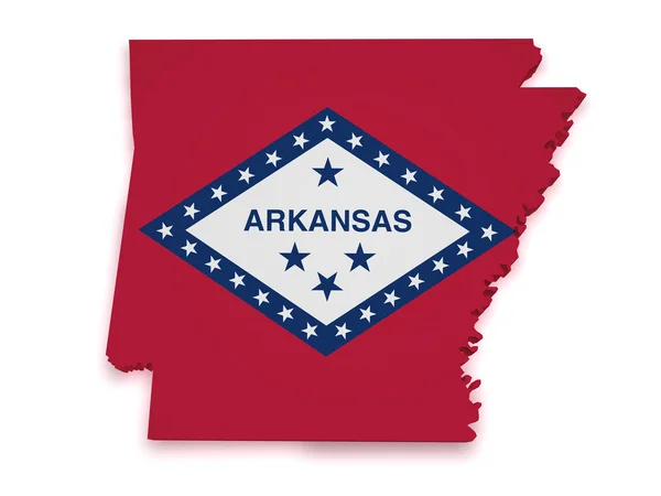 "Arkansas" mapę kształt 3d — Zdjęcie stockowe