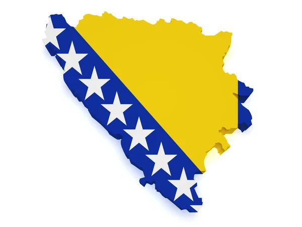 Bosny a Hercegoviny mapa 3d tvar — Stock fotografie