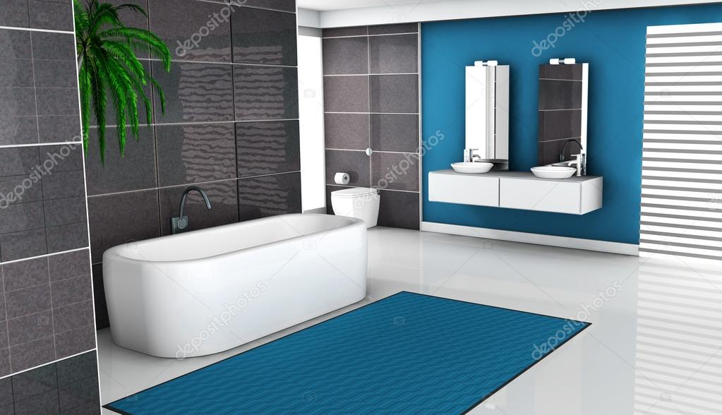 Modern Blue Bathroom Interior Stock Photo by ©NiroDesign 13605779