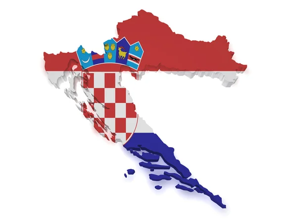 Croacia Mapa 3d Forma — Foto de Stock