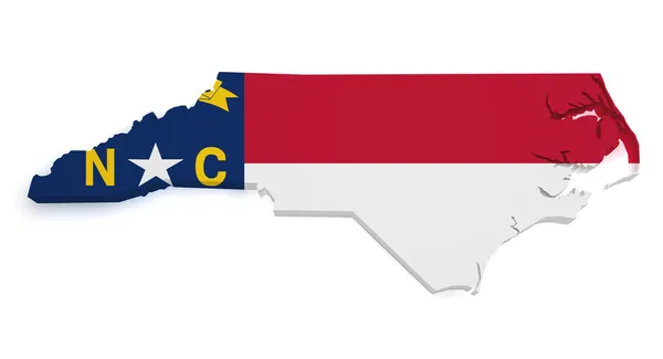 North carolina mapę kształt 3d — Zdjęcie stockowe