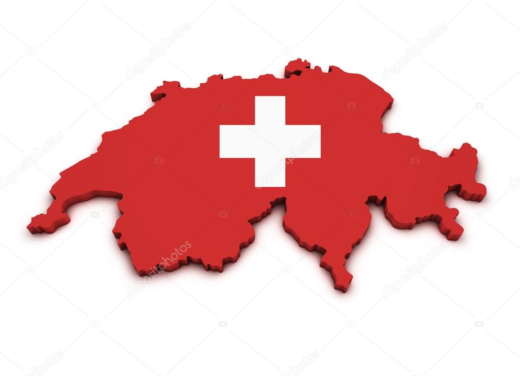 Switzerland Map Flag Shape