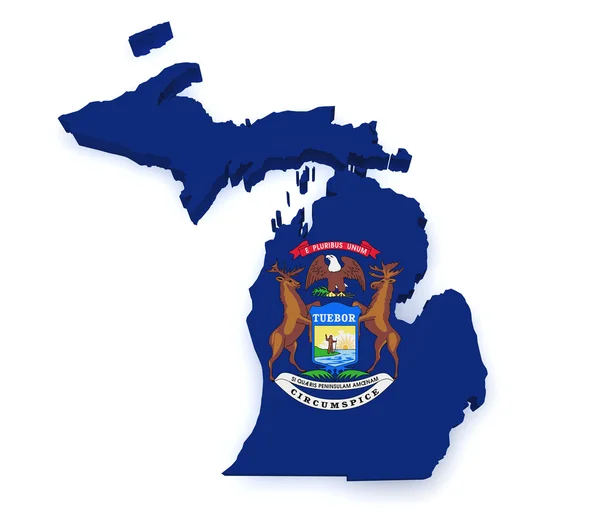 Michigan mapa 3d forma — Fotografia de Stock