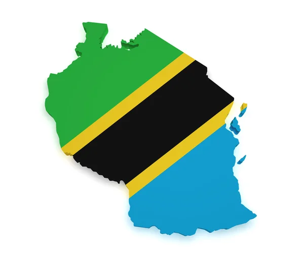 Tanzania karta 3d-formen — Stockfoto