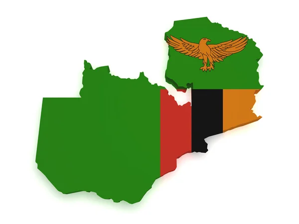 Zambia Mappa Forma 3d — Foto Stock