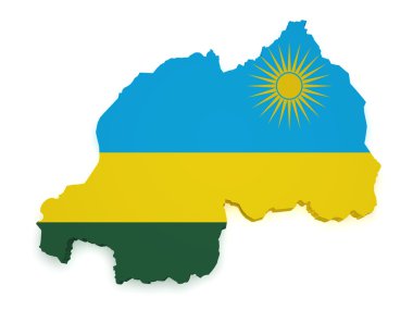 Rwanda Map 3d Shape clipart