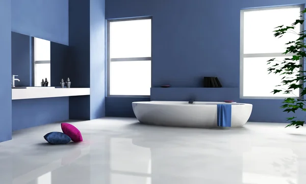 Niebieska łazienka interior design — Zdjęcie stockowe