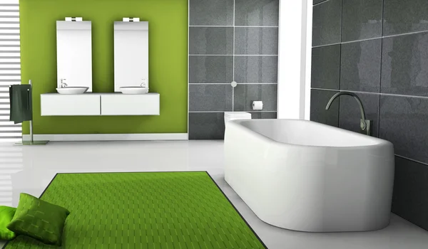 Banheiro verde Design de interiores — Fotografia de Stock