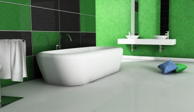 Yeşil banyo çağdaş tasarım