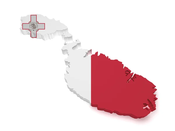 Malta Mapa 3d forma — Foto de Stock