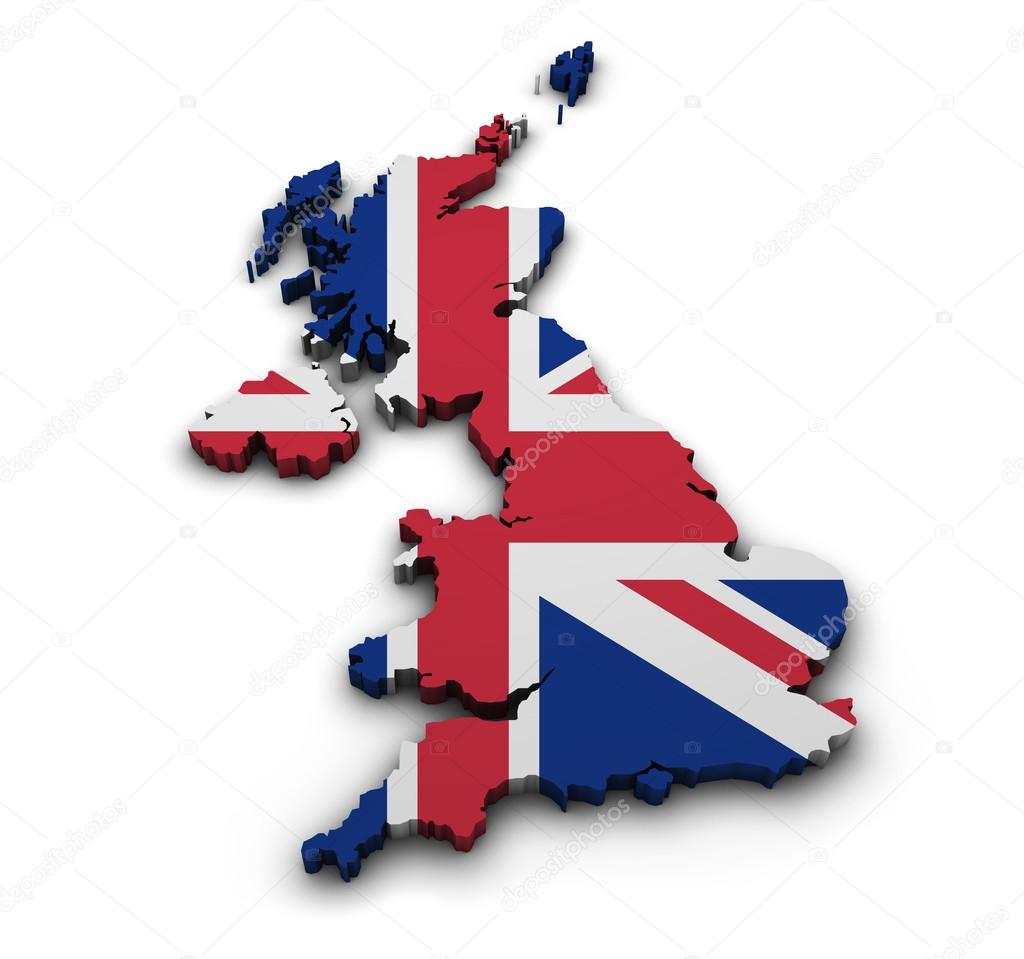 United Kingdom Flag Map Shape