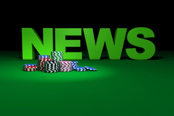 Casino Chips e News Sign — Foto Stock