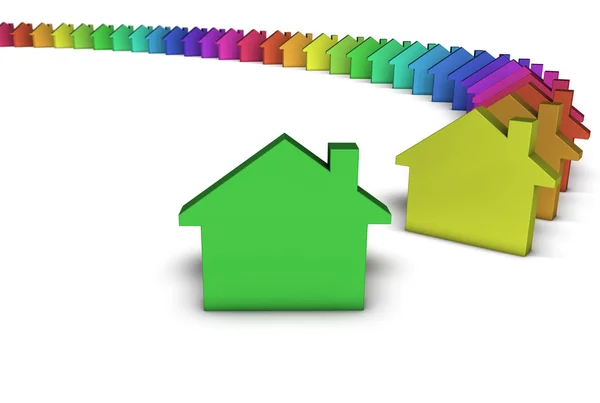 Grøn hus ikon farverige koncept - Stock-foto