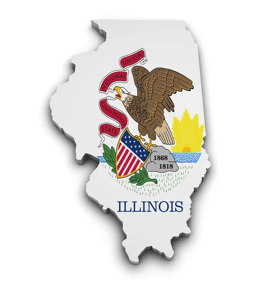Illinois Forma della mappa della bandiera — Foto Stock