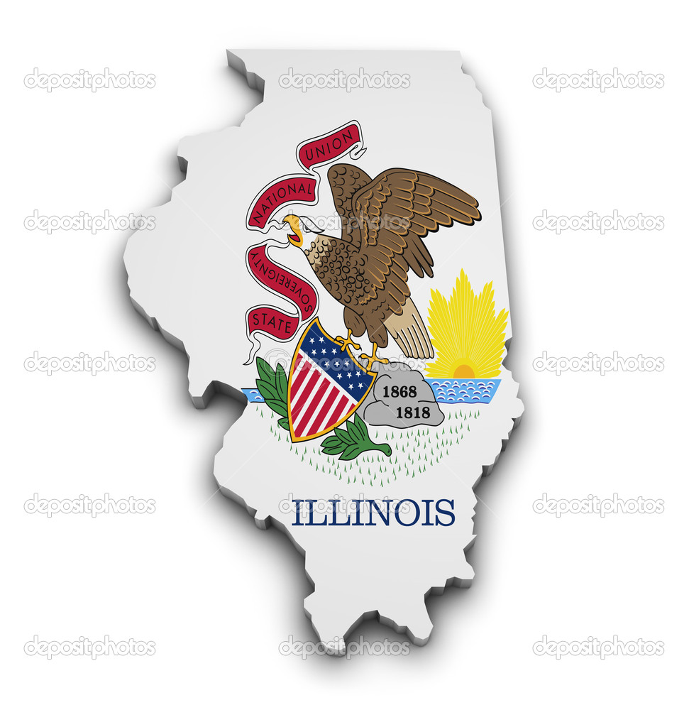 Illinois Flag Map Shape