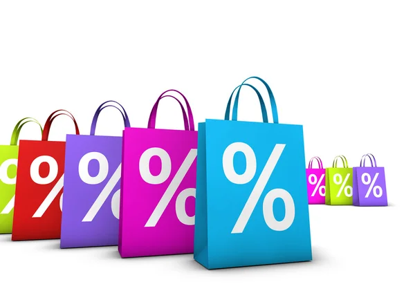 Shopping Bags Percent Discount — Stock Photo, Image